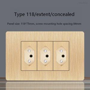 Prise murale USB en PC doré brossé, norme brésilienne, panneau de prise électrique, type 118, prise murale 6 broches - Product Image 5