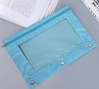 Mignon Couleur Stock Classeur Crayon Cas Sac 3 Trous Reliure À Anneaux avec Grande Capacité et Clair Fenêtres Fermeture Éclair Trousse À Crayons