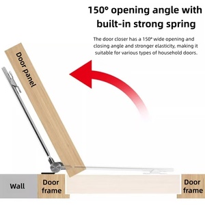 باب أوتوماتيكي بإغلاق ناعم 180 درجة مع ضبط مصد التوقف، غالق باب للأثاث، مانع انزلاق الباب - Product Image 4