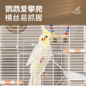 กรงนกโลหะแบบพ่นสีรักษ์โลก สำหรับนกแก้ว นกค็อกคาเทล นกหงส์หยก และนกเลิฟเบิร์ด - ดีไซน์ลวดแนวนอนขนาดใหญ่ ใช้ได้ทุกฤดู - Product Image 3