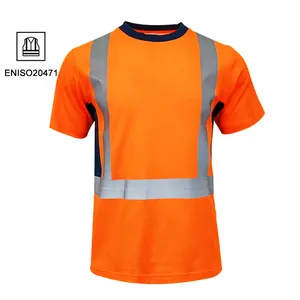 Custom t shirt uniform hi vis safety cotton polyester reflective shirt