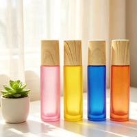 Flacon en verre 5ml 10ml pour huiles essentielles et parfums, avec bouchon en bambou et bille roulante en acier, pour essences, parfums et huiles corporelles