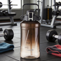 Bouteilles d'eau Longstar Sports 2L transparentes sans BPA, anti-fuite, écologiques, avec bouton poussoir pour boire directement, pour les voyages, l'école, la salle de sport