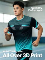 Nouveau T-shirt de sport classique pour homme en polyester, respirant et anti-humidité, idéal pour le badminton et la course à pied, avec sublimation de qualité.