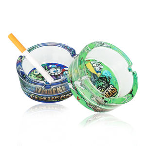 Marque 85mm rond cendrier en verre impression 3d personnalisé horreur Logo hôtel dessin animé cendrier pas cher - Product Image 4