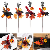 Fleurs artificielles de haute qualité en soie, feuilles d'érable et palmiers, pour Halloween et Pâques, semi-artisanales, semi-mécaniques