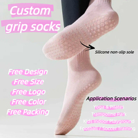 Chaussettes antidérapantes personnalisées avec points en caoutchouc antibactériens pour le yoga, le pilates, le football, le trampoline, les enfants, les aires de jeux intérieures