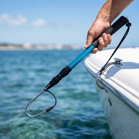 Gaff télescopique pour la pêche en mer avec hameçon en acier inoxydable, équipement de pêche, perche en alliage d'aluminium pour poissons d'eau salée