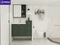 Amerika Nordic Modern melamin ganda wastafel kamar mandi Vanity kustom rumah baskom Cuci kabinet pernis menyelesaikan kamar mandi mengambang