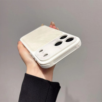 Étui de luxe brillant en tissu denim avec grande fenêtre pour iPhone 18 Pro 17 Pro Max 16 15 14 13, coque antichoc avec cadre en maille rafraîchissante