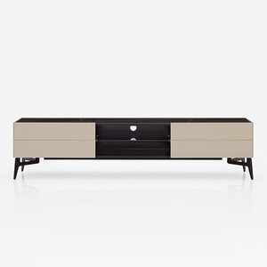 Meuble TV moderne <span class=keywords><strong>de</strong></span> luxe en panneaux <span class=keywords><strong>de</strong></span> bois avec fonction <span class=keywords><strong>de</strong></span> rangement, plateau rectangulaire en marbre pour salon, chambre et salle à manger - Product Image 4