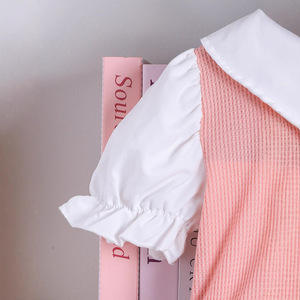 Summer Cute Girl Suits for Small and Medium-sized Children, Fashionable Lapel Two-piece Short-sleeved + Flared Trousers - Product Image 4