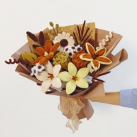 Großer Handgefertigter Schokoladenfarbener Moderner Gemischter Blumenstrauß Chenille/Pfeifenreiniger-Ostern Muttertag Weihnachten