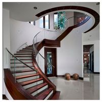 Escalier Circulaire Courbé Moderne Personnalisé pour Intérieur, Marches Antidérapantes en Bois Massif, Idéal pour Villas de Luxe, Projets Résidentiels et Commerciaux