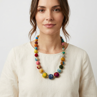 Collier coloré fait main en tissu géométrique perlé, style bohème, chaîne en alliage de zinc plaqué or, bijou fantaisie unisexe pour soirée