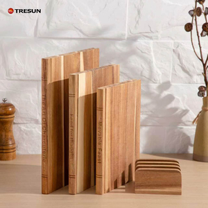 Ensemble de 3 planches à découper en bois d'acacia avec support, en forme de bibliothèque - Product Image 1