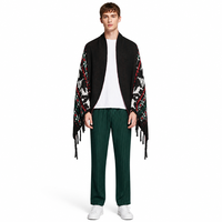 Poncho long sans manches en tricot polyester multicolore pour homme, motif Fair Isle de Noël, avec logo personnalisé, idéal pour l'automne et l'hiver