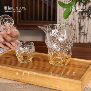Huiyi Glass Teacup <b>Set</b> High Borosilicate Glass Tea Pourer And <b>Cup</b> With Wood Pattern For Home Office Use - Product Image 1