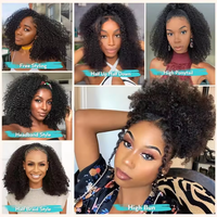 Demi-perruque bouclée crépue, densité 200%, cheveux Remy, perruques bouclées, 100% cheveux humains, sans laisser de traces, mise à niveau, sans colle, demi-perruques à clips pour femmes