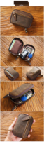 Portefeuille multifonction en cuir véritable vintage avec fermeture éclair, grande capacité, en cuir de vachette, porte-monnaie, porte-permis de conduire, fait main, unisexe