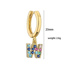 Pendientes de Aro Clásicos Coloridos con 26 Letras de Piedras Sintéticas de Colores <span class=keywords><strong>E492</strong></span> - Product Image 5