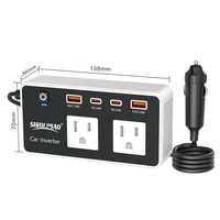 Convertidor de Energía para Vehículo de 200W, Puerto USB Tipo-C de Carga Rápida, 12V a 110V, Enchufe Estadounidense, Mini Inversor de Corriente para Auto, para Viajes al Aire Libre