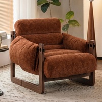Fauteuil simple de luxe vintage rétro inclinable pour la sieste, mobilier de maison en bois pour balcon et salon