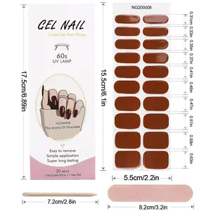 2024 New Korean Semi Cured UV Gel Nail Wraps Stickers NG200048 100% 3D Gel Nail Polish Strips