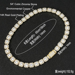 Hip Hop 13mm VVS Moissanite Diamond Tester 925 Silver Iced Out Tennis Chain Collares Pass Diamond Jewelry - Product Image 4