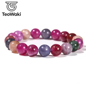 TeoWaki Gelang Elastis Manik-manik Batu Permata Alami Bulat Halus Pilihan Warna Beragam Perhiasan Fashion Dapat Ditumpuk Hadiah Liburan 19Cm - Product Image 2
