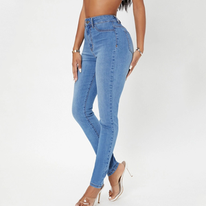 <span class=keywords><strong>Jeans</strong></span> Ajustados de Cintura Alta y Elásticos para <span class=keywords><strong>Mujer</strong></span>, al por Mayor - Product Image 3