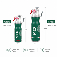 Bouteille d'eau sport personnalisée 500ml/700ml à double paroi, anti-fuite, sans BPA, avec pulvérisateur, idéale pour les événements sportifs en plein air
