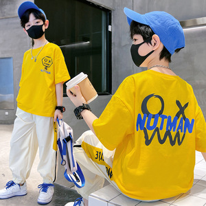Boys' Summer Two-Piece Sports and Leisure Pants Thin and Handsome New Style Breathable Cotton with Print Casual <strong>Kids</strong> <strong>Clothes</strong> - Product Image 5