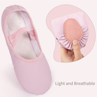 Chaussons de ballet souples Dynadans US Stock pour filles, noirs et roses, en cuir PU élastique, semelle extérieure en cuir véritable avec sangles croisées