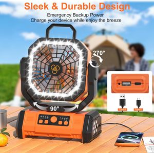 20000mAh Rechargeable Camping <b>Fan</b> <b>with</b> <b>Remote</b> <b>Control</b> LED Light and Oscillation - Product Image 2