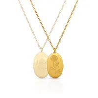 كريس أبريل مجوهرات الأزياء الذهب PVD مطلي 316L الفولاذ المقاوم للصدأ زهور مخصصة اللغة قلادة بحلية متدلية على شكل وردة للنساء