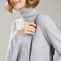 Pull-over en cachemire pur à col roulé pour femme, personnalisé avec logo OEM, nouvelle collection 2026, luxe discret, tricoté