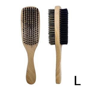 Brosse à barbe double face en poils naturels avec manche en bois pour nettoyer les cheveux coupés et les résidus de coiffure - Product Image 1