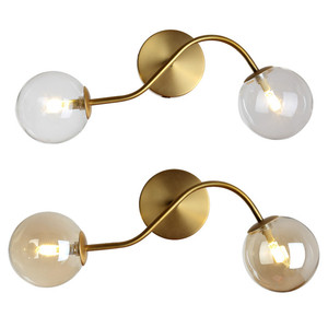 Moderno creativo doble cabeza bola de cristal claro cubierta montaje en pared lámpara de oro pared de metal - Product Image 5