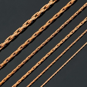 Collier élégant en acier inoxydable couleur or rose, chaîne à maillons circulaires martelés, bijoux de haute qualité résistants à l'eau - Product Image 2
