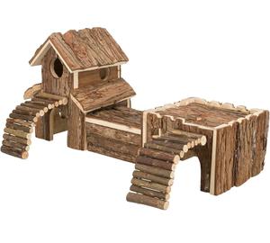 木制ハムスターマウスおもちゃ素朴な丸太樹皮木中空トランクハムスター生チューおもちゃ - Product Image 2