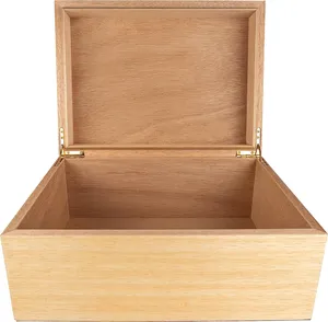 Wood Storage Box Treasure and Gift Box for Home Decorative Boxes with hinged lid
