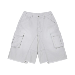 Pantalones Cortos Cargo Negros para Hombre, Cintura Media, Estilo Workwear de Lona con Bolsillos, Transpirables, Cierre de Botón, Largo Bermuda, Color Sólido - Product Image 6