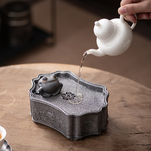 Pure Tin Old Teapot Stand River And Mountain Irregular Shape Water Storage For Kung Fu <b>Tea</b> <b>Set</b> - Product Image 4