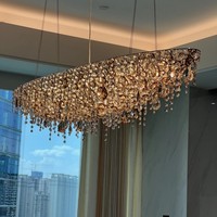 Lustre d'hôtel de luxe ANNO avec des gouttes d'ambre superposées en forme de larme, luminaire suspendu linéaire pour restaurant, salle à manger privée