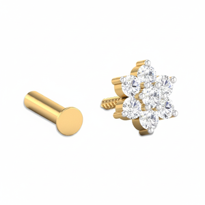 Élégant clou de nez rond en diamant taille réelle - Product Image 2