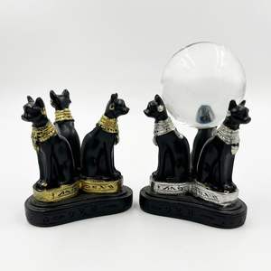 Base de Exhibición de Bola de Cristal Creativa al por Mayor, Adornos de Gato Egipcio Pintados, Artesanías de Resina, Decoración del Hogar - Product Image 3