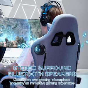 Échantillon gratuit <span class=keywords><strong>Chaise</strong></span> de jeu en tissu <span class=keywords><strong>bleu</strong></span> <span class=keywords><strong>ciel</strong></span> <span class=keywords><strong>Chaise</strong></span> de jeu de massage RVB avec lumières LED Sillas de massage Gamer avec haut-parleurs Bluetooth - Product Image 4