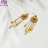 Parure de bijoux islamiques plaqués or 24 carats Hongyue - Collier et boucles d'oreilles sertis clos - Style Moyen-Orient Dubaï