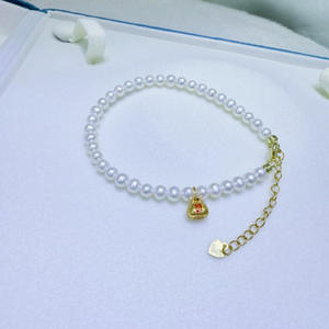 Bracelet en perles d'eau douce naturelles Zhuji 4-5 mm, presque sans défaut, argent pur Aurora avec livre rouge, charme tendance à succès - Product Image 4